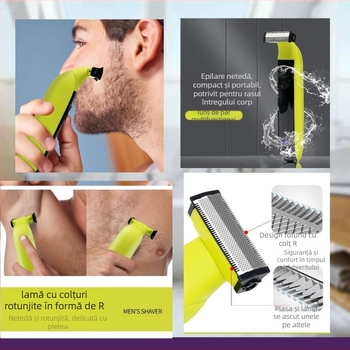 Aparat de ras electric pentru întreg corpul, încărcare USB, complet lavabil, lame duble din oțel fin