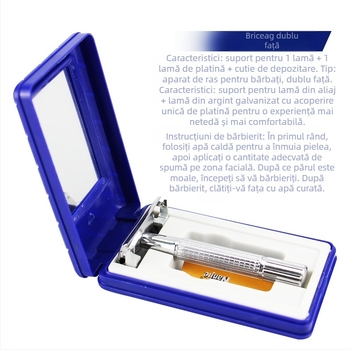 rasor de bărbierit manual din metal, lamă din oțel inoxidabil, cap rotativ
