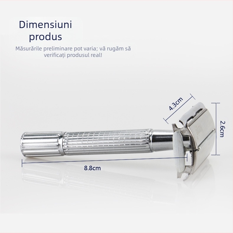 rasor de bărbierit manual din metal, lamă din oțel inoxidabil, cap rotativ