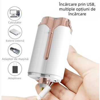 Dispozitiv electric de îndepărtare a părului pentru femei, lavabil, alimentare USB, cap de tăiere dual din oțel inoxidabil, model S107, motor cu perii