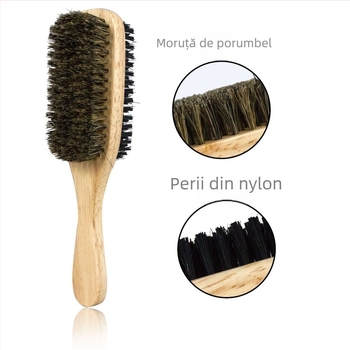 Perie pentru barbă dublă, cu pieptene de modelare – îngrijire și curățare a bărbii, greutate netă 87 g