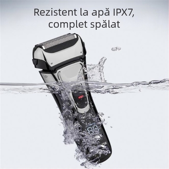 Aparat de ras electric pentru întreg corpul, rezistent la apă, încărcare USB, cap cu trei lame reciproce, baterie încorporată 800-1000 mAh, autonomie peste 60 de minute, putere maximă 3W