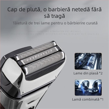 Aparat de ras electric pentru întreg corpul, rezistent la apă, încărcare USB, cap cu trei lame reciproce, baterie încorporată 800-1000 mAh, autonomie peste 60 de minute, putere maximă 3W
