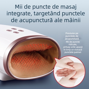 Masajor de mână A30, wireless, portabil, masaj cu pernă de aer și încălzire, acupresură prin atingere, mai multe moduri, alimentare USB