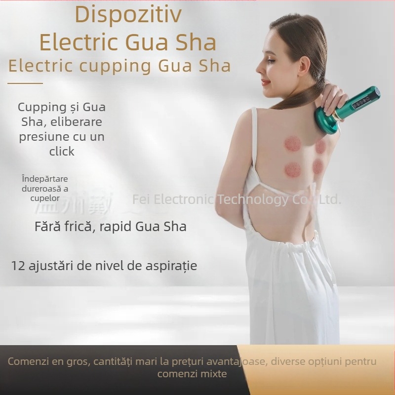 Dispozitiv inteligent de cupping cu presiune negativă și masaj cu eliberare printr-un buton, 4-a treaptă de aspirație, corp ABS, DS-A300, 1800mAh, 38–50°C