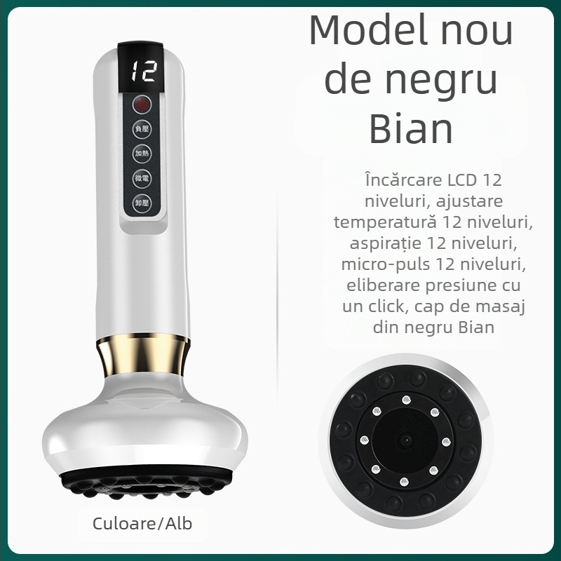 Dispozitiv inteligent de cupping cu presiune negativă și masaj cu eliberare printr-un buton, 4-a treaptă de aspirație, corp ABS, DS-A300, 1800mAh, 38–50°C