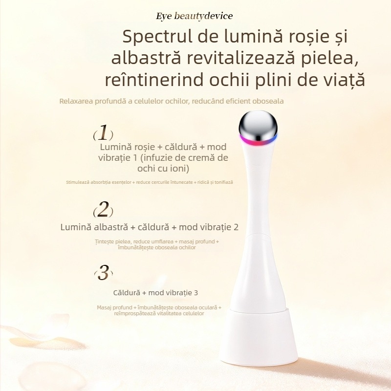 Dispozitiv portabil de înfrumusețare pentru ochi, anti-riduri și rejuvenare a pielii, rezistent la apă IPX8, baterie încorporată de 300–500 mAh, pentru uz casnic.