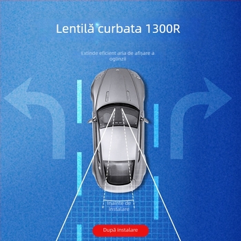 Oglindă auxiliară pentru interiorul mașinii cu lentilă curbată cu unghi larg – montaj snap-on, potrivire universală, stil simplu