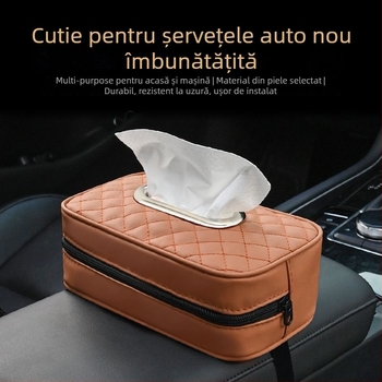 Youbeimei cutie de șervețele auto din piele cu curea, universală pentru interiorul mașinii