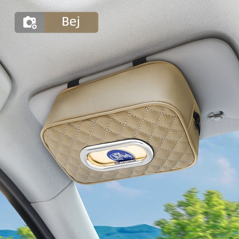 Youbeimei cutie de șervețele auto din piele cu curea, universală pentru interiorul mașinii