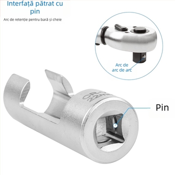 Cheie din oțel crom-vanadiu pentru conducta de injecție diesel, cu priză hexagonală și acces la senzorul de oxigen