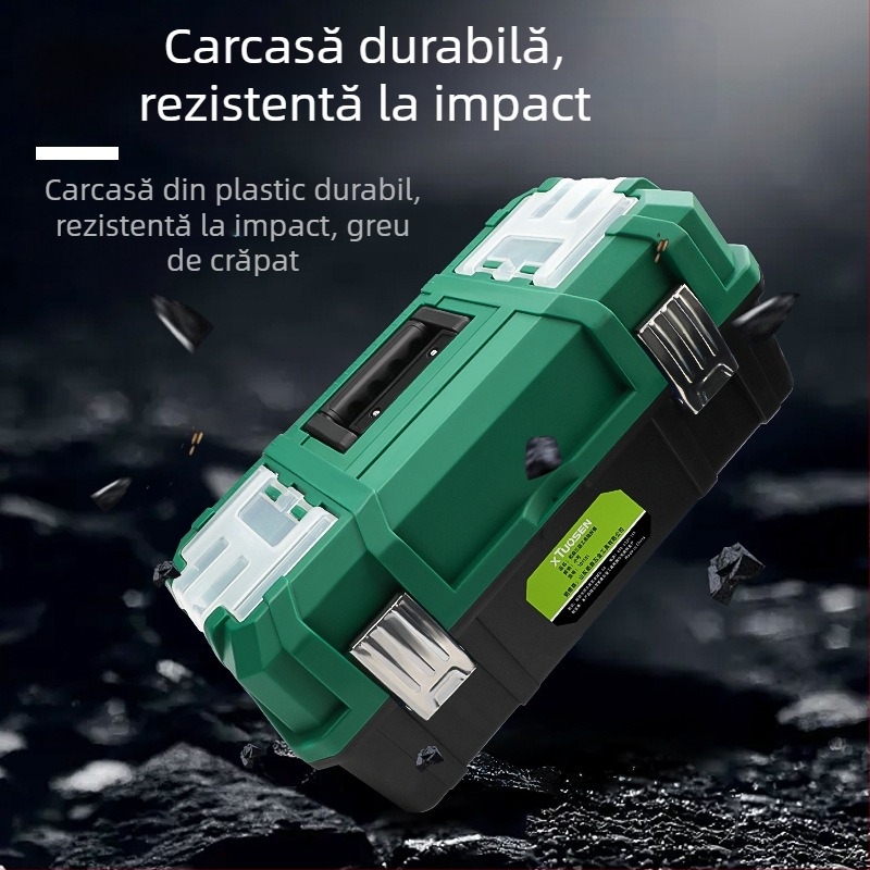 Cutie de scule din plastic cu design pliabil în trei straturi, capacitate mare