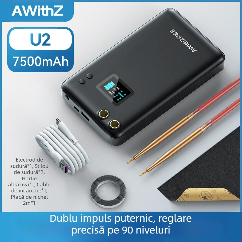Awithz Sudor portabil de tip punct pentru baterii Li-ion - Intrare 5V, Mod impuls, Automat/Manual, Alimentare cu baterie