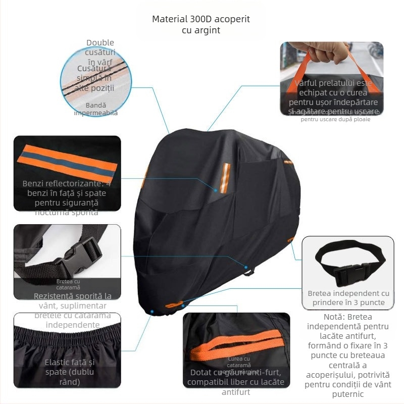 Husă pentru motocicletă – țesătură din mătase-poliester, marcă OEM, imprimare logo disponibilă, țesătură personalizabilă