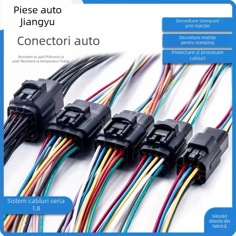 Conector auto 1.8 impermeabil cu cablu, 2 pini (masculin și feminin), model D2, brand Jiangyu auto parts, 300V, 300W