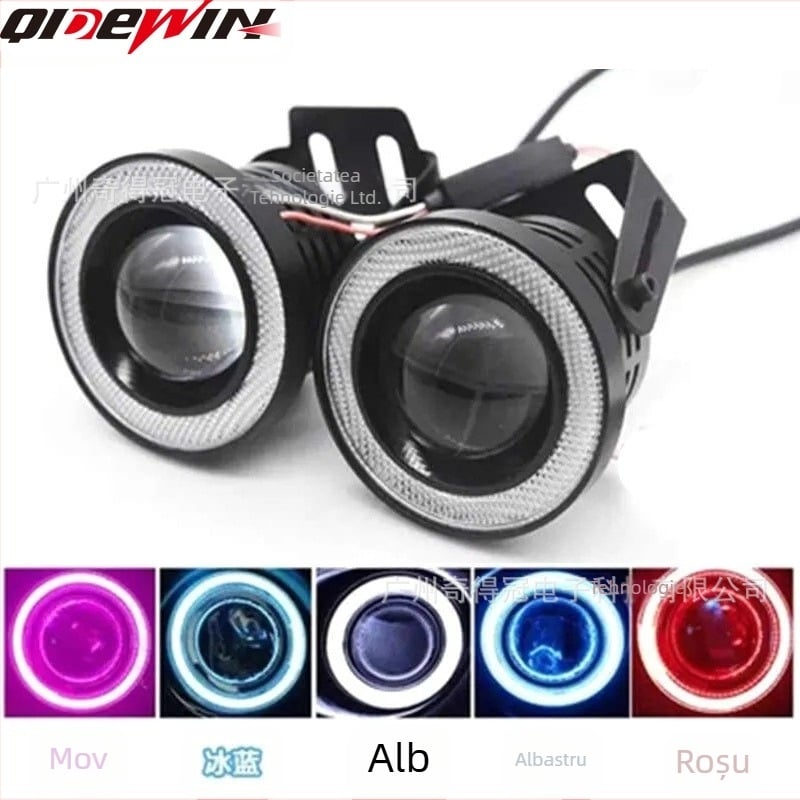 Faro LED de ceață COB 30W, Inel Angel Eye, 12V, 3000 lm, 6000–7000K