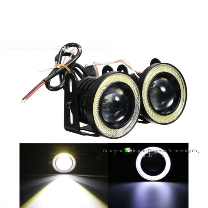 Faro LED de ceață COB 30W, Inel Angel Eye, 12V, 3000 lm, 6000–7000K