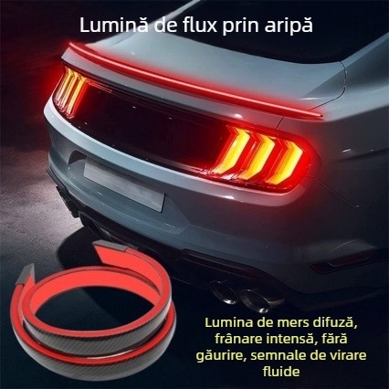Lumină LED pentru bara din spate cu aripă din fibră de carbon, potrivire universală, 12V, 14W, 3500K, Model 411