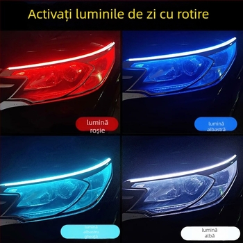 Lumini LED pentru faruri de zi ale mașinii cu semnalizare în mers și bandă ghidaj luminoasă, silicon, 12V, IP67, 500 lm, 2835 LED
