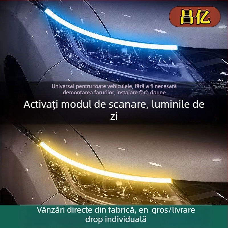 Lumini LED pentru faruri de zi ale mașinii cu semnalizare în mers și bandă ghidaj luminoasă, silicon, 12V, IP67, 500 lm, 2835 LED