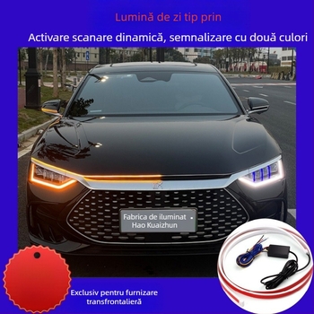 Faruri auto cu DRL și scanare dinamică, tip prin, faruri reglabil lungi și scurte pentru capotă, 12V, 8W, LED 2835, 3000 lm, IP54