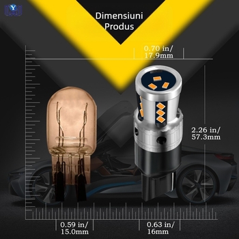 Lampa LED pentru autoturism T20 7440, 18SMD 3020, 9-48V, 6500K, 7.5W pentru lumina de mers înapoi și semnalizare