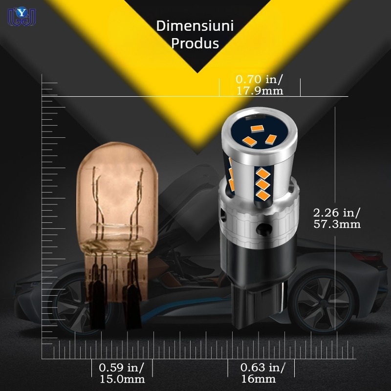 Lampa LED pentru autoturism T20 7440, 18SMD 3020, 9-48V, 6500K, 7.5W pentru lumina de mers înapoi și semnalizare