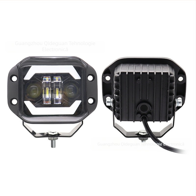 Proiector LED pentru motocicletă cu lentilă bifocală, lumină integrată pentru distanță și apropiere, 40W, 12-24V, 4000 lm, corp din aliaj de aluminiu, potrivire universală
