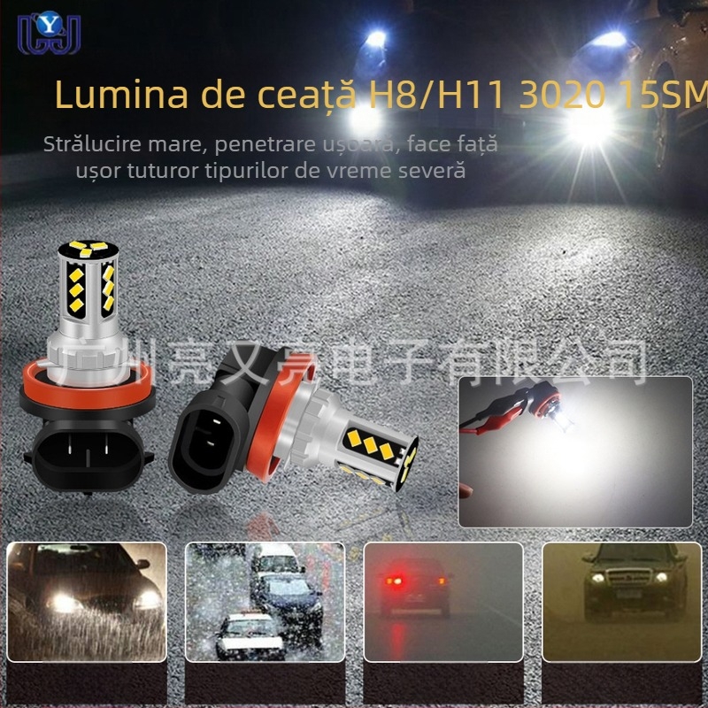 Lampă LED de ceață pentru mașină – model H8/H11 3020 15Smd, 6.5W, 12-48V, 750lm, 50 000h