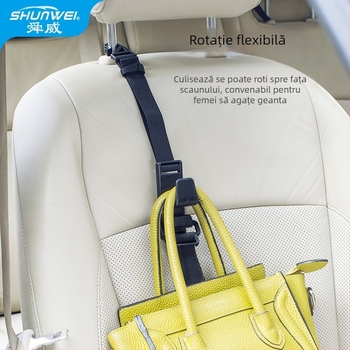 Cuier auto Shun Wei, din plastic, telescopic, lungime reglabilă cu personalizare disponibilă, decor interior și depozitare