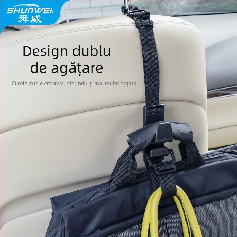 Cuier auto Shun Wei, din plastic, telescopic, lungime reglabilă cu personalizare disponibilă, decor interior și depozitare