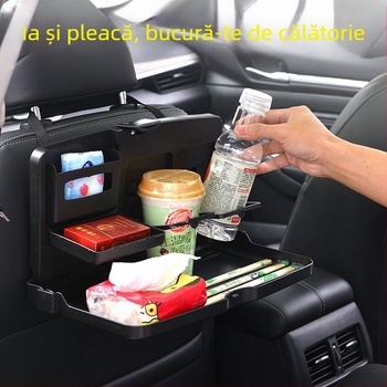 Tavă de dining pentru bancheta din spate a mașinii cu braț pliabil și suport pentru telefon (Plastic; Model: jiachuangqi; Brand: Jiachangqi; Potrivit pentru spătarul scaunului)