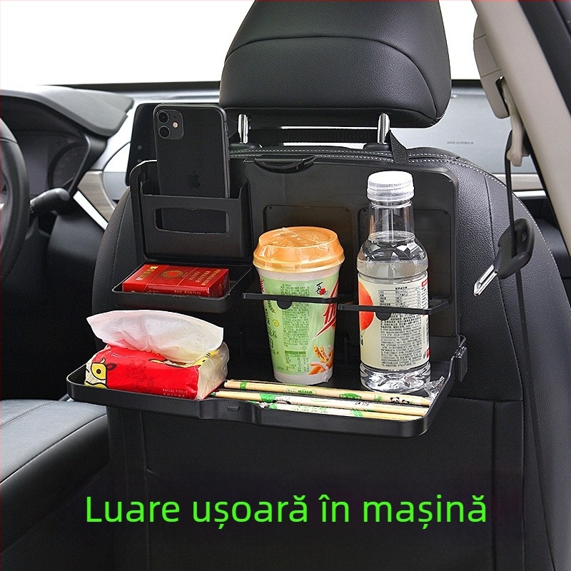 Tavă de dining pentru bancheta din spate a mașinii cu braț pliabil și suport pentru telefon (Plastic; Model: jiachuangqi; Brand: Jiachangqi; Potrivit pentru spătarul scaunului)