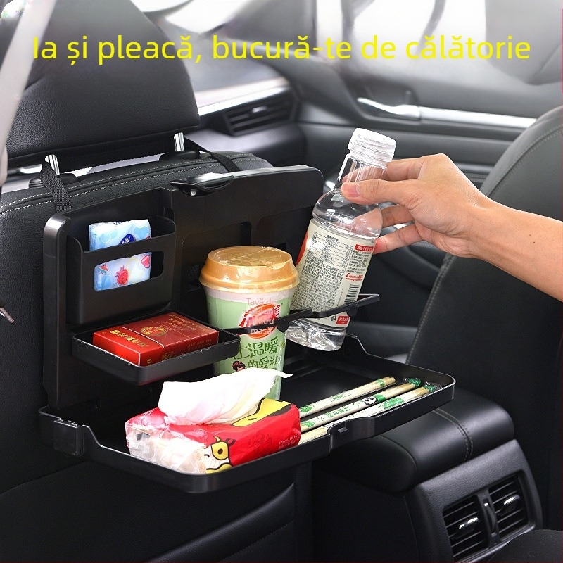 Tavă de dining pentru bancheta din spate a mașinii cu braț pliabil și suport pentru telefon (Plastic; Model: jiachuangqi; Brand: Jiachangqi; Potrivit pentru spătarul scaunului)