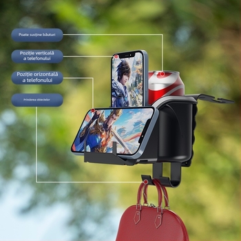 Busy lights Suport multifuncțional pentru pahare pentru bancheta din spate a mașinii și suport pentru telefon, material PVC