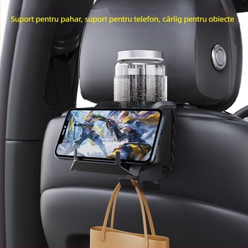 Busy lights Suport multifuncțional pentru pahare pentru bancheta din spate a mașinii și suport pentru telefon, material PVC