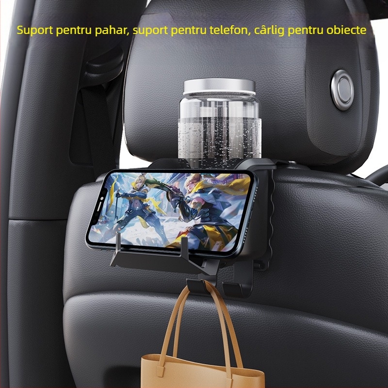 Busy lights Suport multifuncțional pentru pahare pentru bancheta din spate a mașinii și suport pentru telefon, material PVC