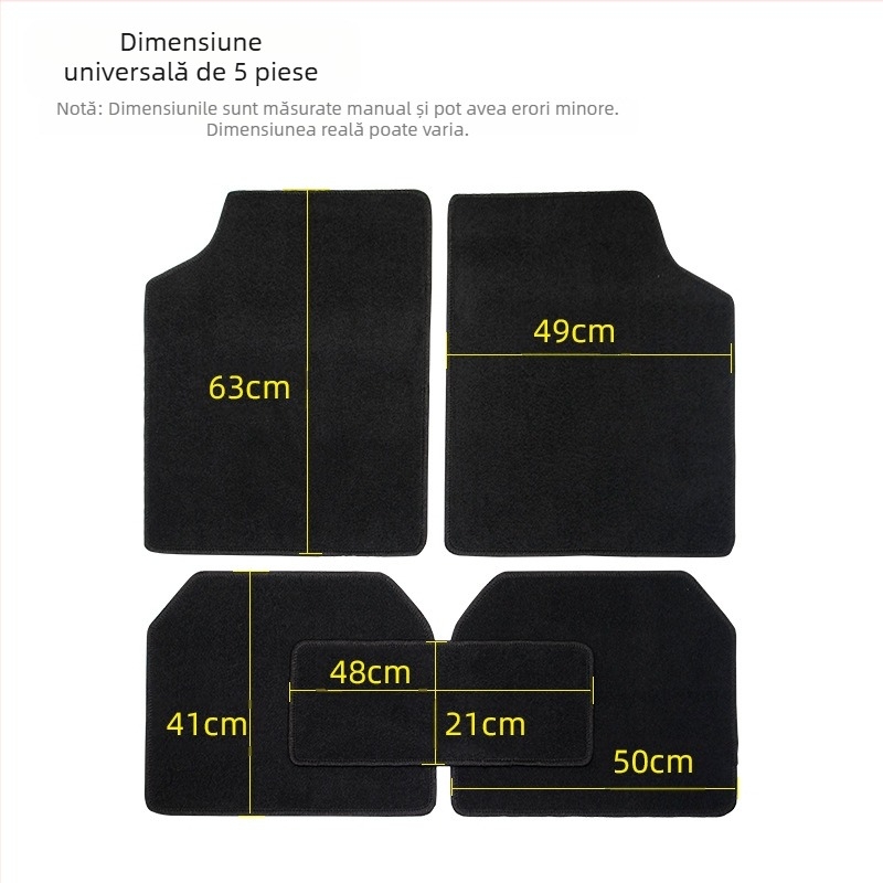 Covorașe de podea pentru mașină - set de 5 buc, PVC antiderapant, Compatibile cu modele generale, Logo imprimat, Personalizare disponibilă