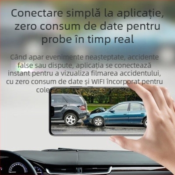 Camera auto 4K cu WiFi, unghi de vizualizare 170°, card TF de 128GB, înregistrare ciclică și monitorizare la parcare