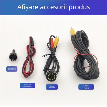 Cameră pentru oglindă retrovizoare auto cu iluminare, model CH-1043, rezoluție 480x234, alimentare 12V, unghi de vizualizare 170°