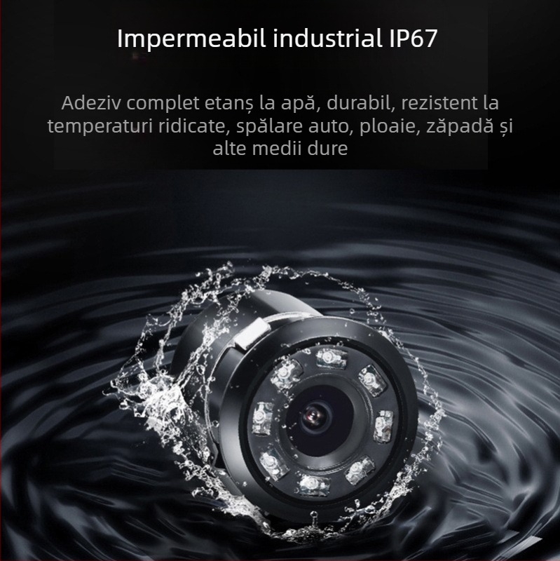 Cameră pentru oglindă retrovizoare auto cu iluminare, model CH-1043, rezoluție 480x234, alimentare 12V, unghi de vizualizare 170°