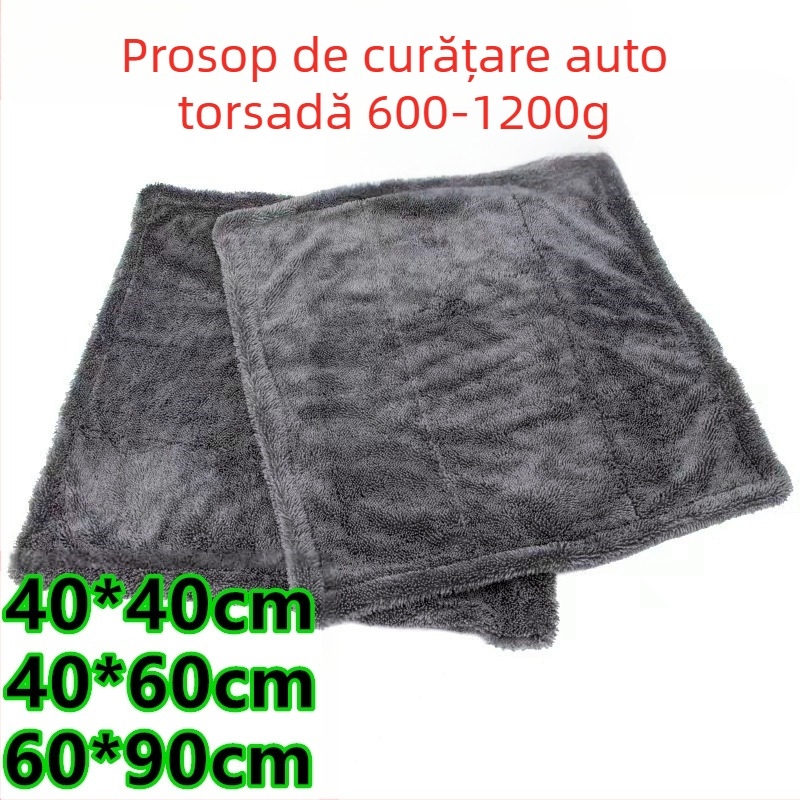 Prosop de curățare auto, dublu față, țesătură torsadată îngroșată, fibră ultrafină, foarte absorbent, 1200 g