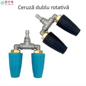 Pistolă de spălat auto cu presiune înaltă, duză dublă și cap rotativ 360°, duză cu nucleu ceramic; corp din aluminiu și oțel inoxidabil; cuplaj din oțel inoxidabil