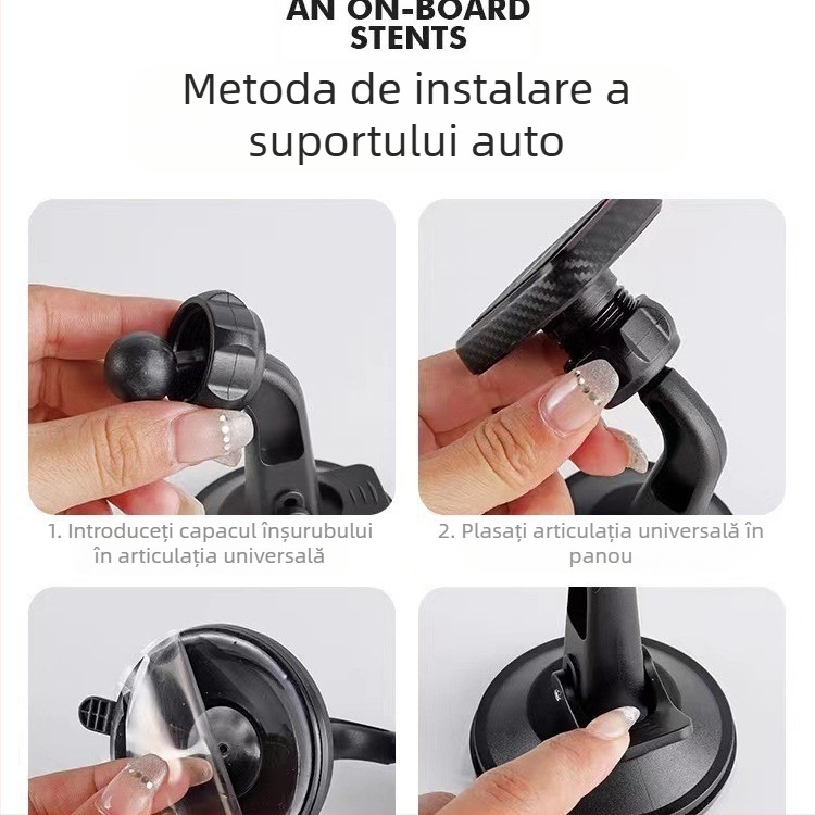 Suport pentru telefon auto cu cupă de vid din silicon magnetic, universal pentru consola centrală