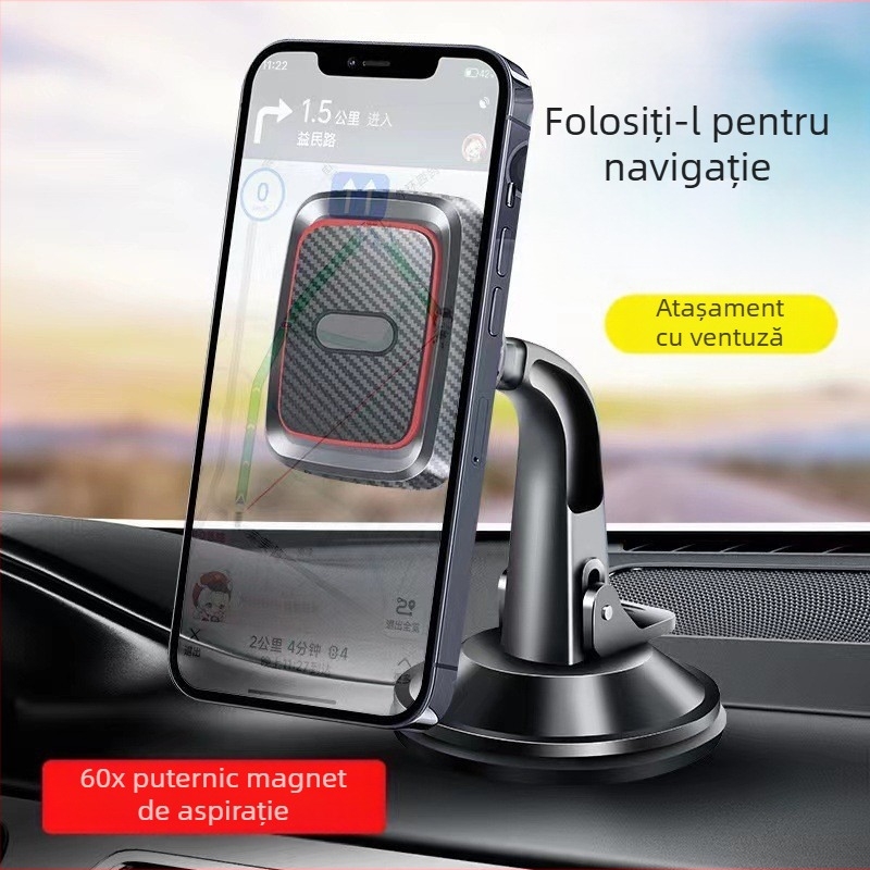 Suport pentru telefon auto cu cupă de vid din silicon magnetic, universal pentru consola centrală
