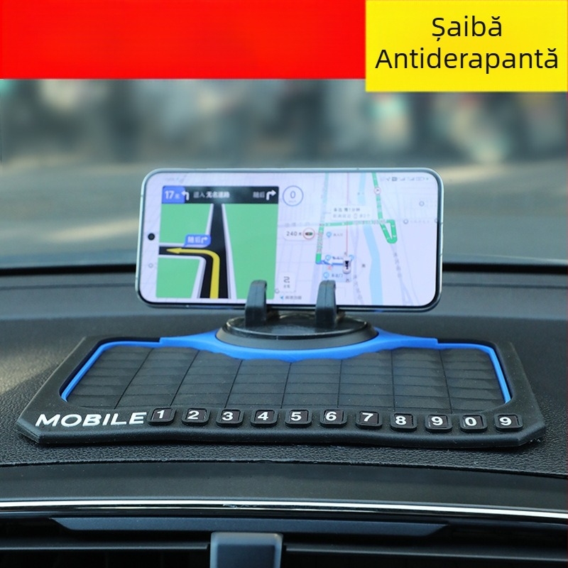 Covoraș auto antiaderent cu suport de navigație rotativ 360° și covoraș multifuncțional de depozitare pe bord