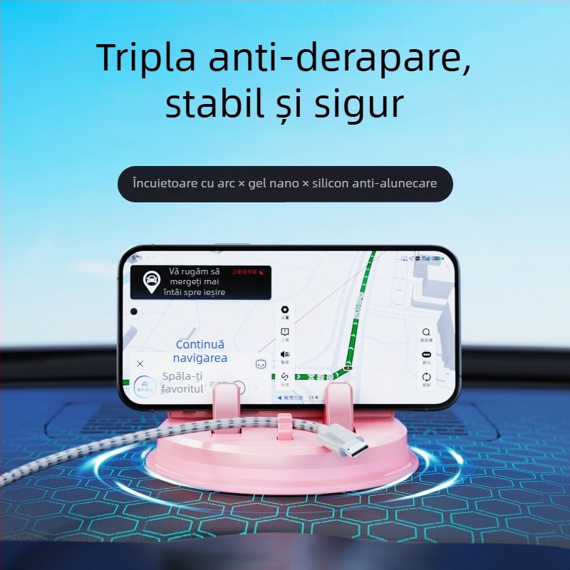 THIS IS SPRING Suport pentru telefon pentru bordul mașinii, cu ventuză, universal, ABS+PC+TPE