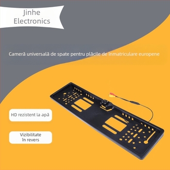 Cameră auto cu ramă pentru plăcuța europeană, 4 LED-uri, impermeabilă, vedere retro, unghi 170°, rezoluție 720x460, 12V