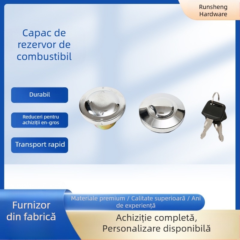 Capac de rezervor din oțel inoxidabil pentru motociclete și tricicluri – model universal cu cheie și capac standard pentru motor diesel, etanșare anti-scurgeri