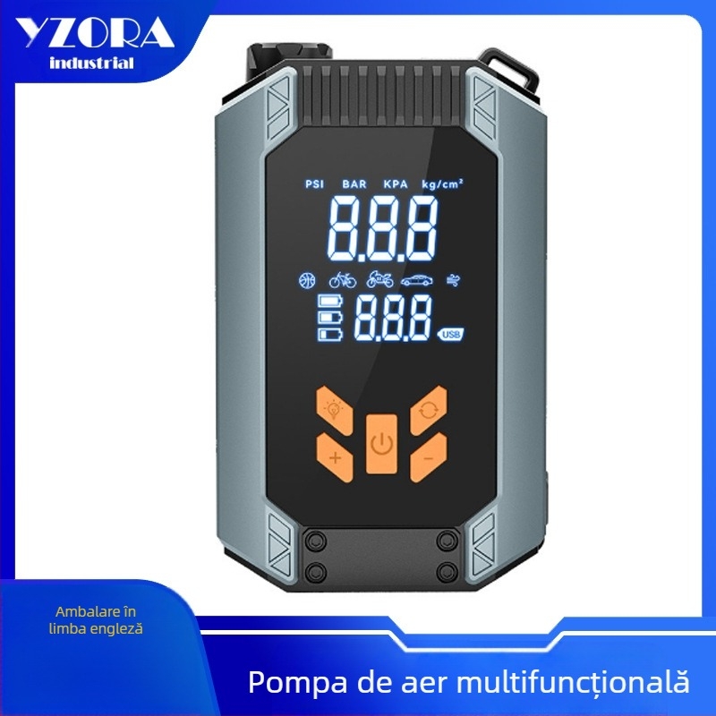 Pornire de urgență pentru mașină cu pompă de aer încorporată și încărcare USB, 14,8 V, 8 A, flux de aer 30 L/min, intrare Type-C